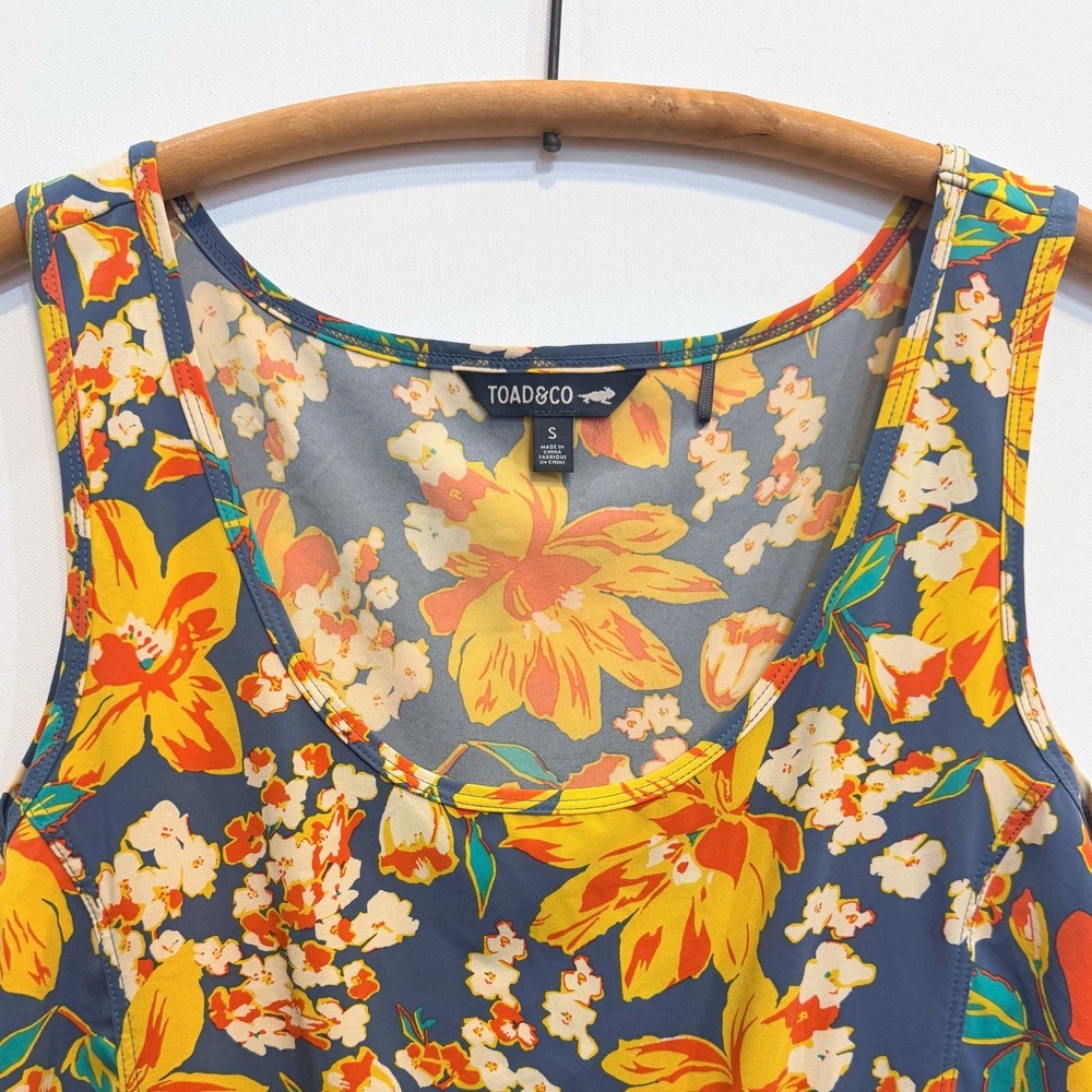 Toad&Co Sunkissed Livvy Romper Pacific Blue Tulip Print Size S UPF50 Gorpcore - Picture 4 of 9